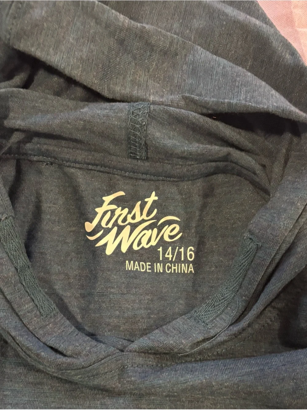 First Wave Boys Long Sleeve Ombre Hooded Tee in Navy, Teal & Gray